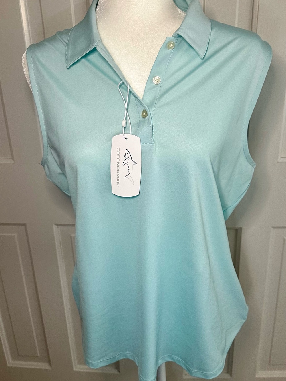 Greg Norman Collection Sleeveless Polo Tank in Light Aqua -NWT